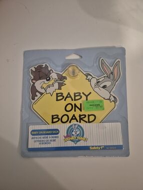 VTG 1997 Safety 1st Baby Looney Tunes Car Sign New In Package Bugs Bunny Taz